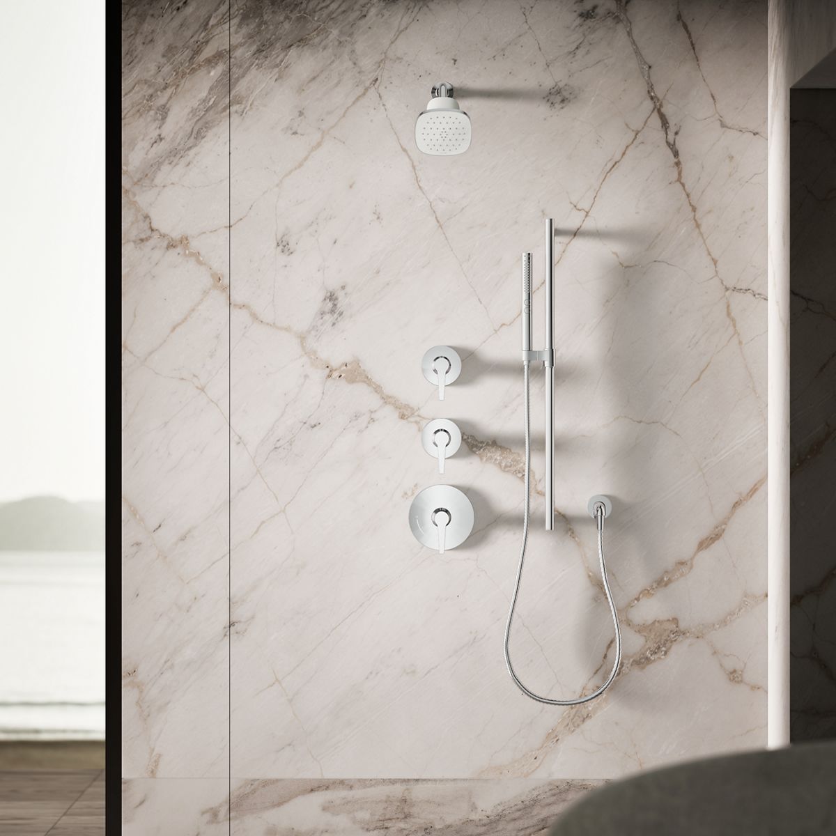 KOHLER Cinq™ Square single-function filtered showerhead, 1.75 gpm