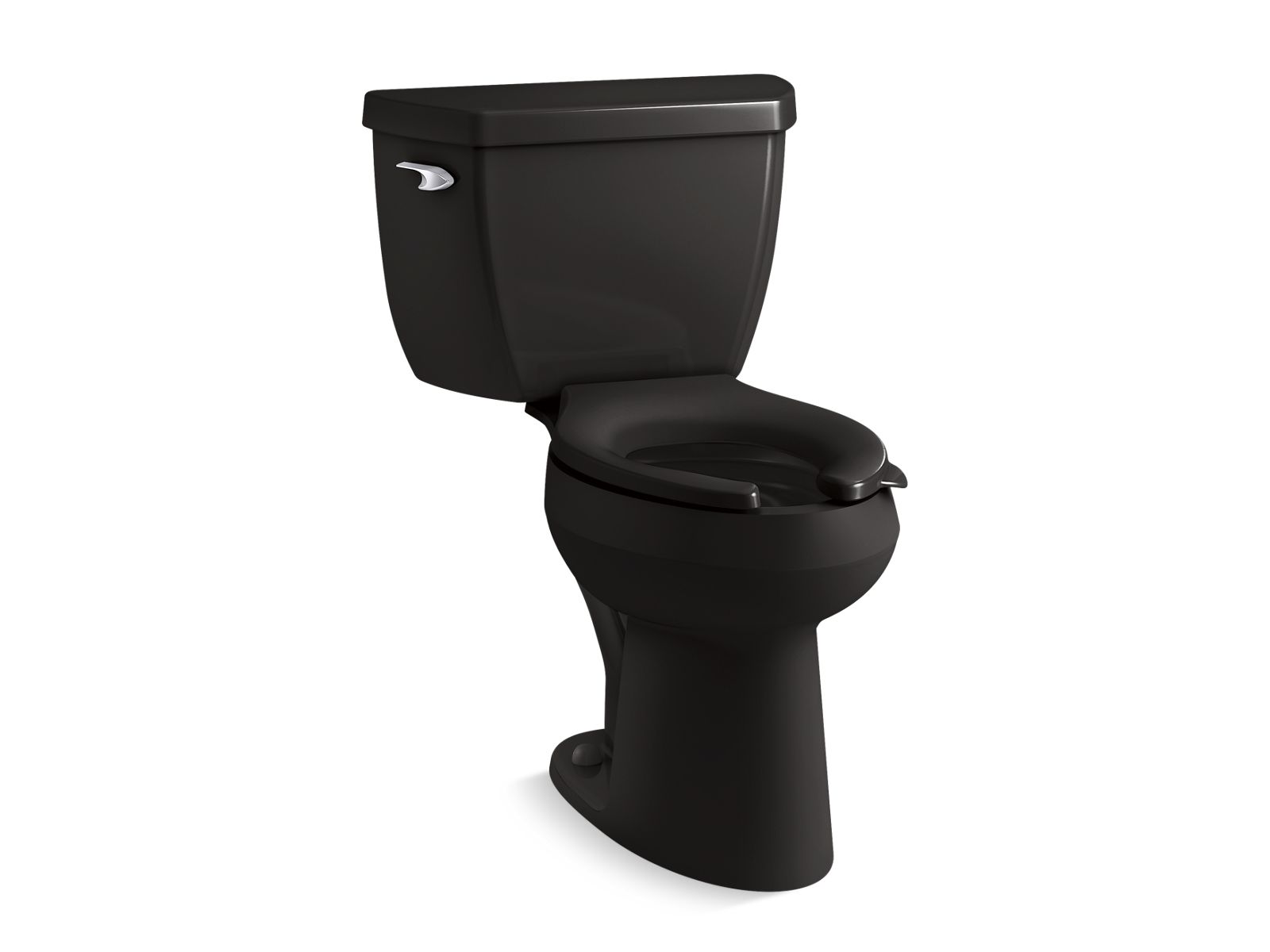 KOHLER K-37740 Highline Two-piece Elongated Toilet, 1.28 GPF, Black Black - 3/4 view of product
