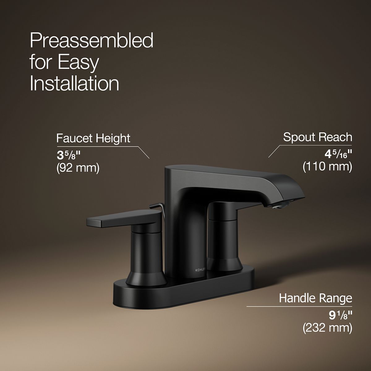KOHLER Hint Centerset bathroom sink faucet, 1.2 gpm