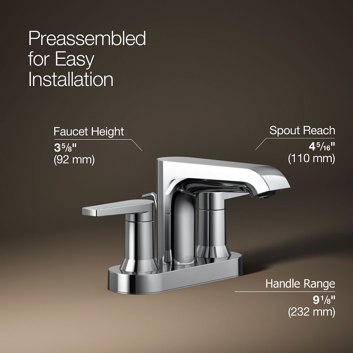 KOHLER Hint Centerset bathroom sink faucet, 1.2 gpm