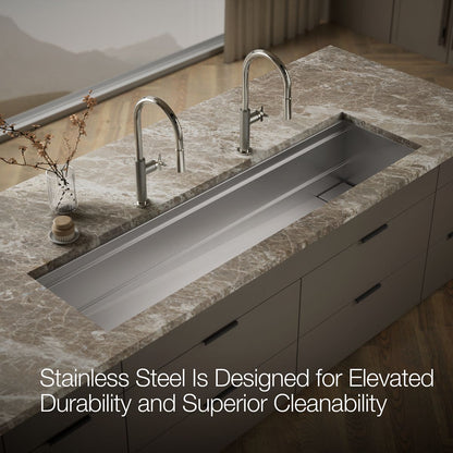 KOHLER K-37905-PAP Synthos 69-3/4" Undermount Single-bowl Workstation Kitchen Sink, Wood Composite Matte Black - Detail image