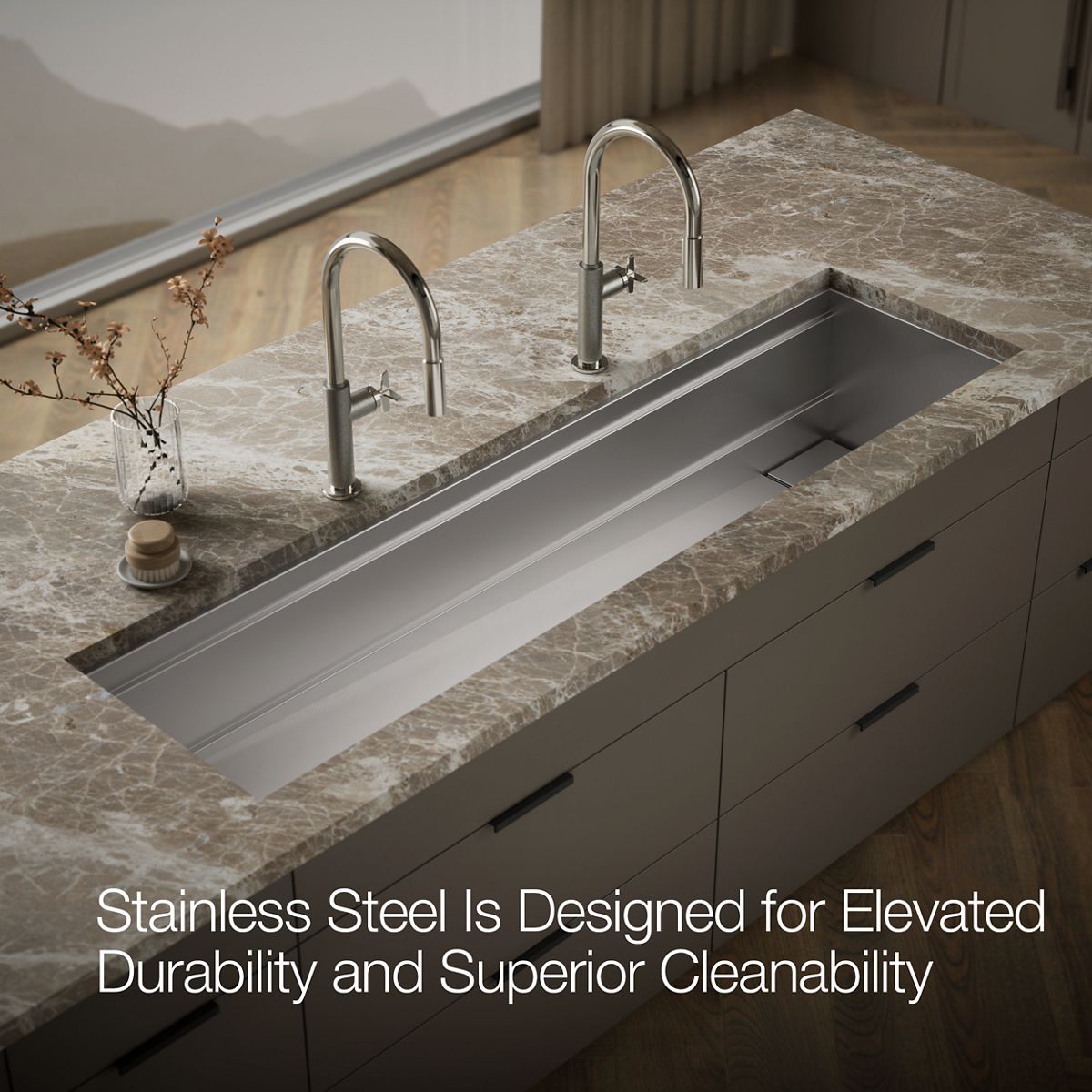 KOHLER K-37905 Synthos 69-3/4" undermount single-bowl kitchen sink