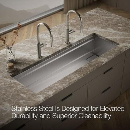 KOHLER K-37906-PAP Synthos 57-3/4" Undermount Single-bowl Workstation Kitchen Sink, Wood Composite Matte Black - Detail image