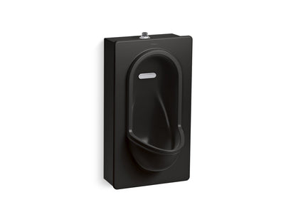 KOHLER K-38020-ET Portico Wall-hung Top Spud Urinal, 0.125 GPF, Black Black - 3/4 view of product