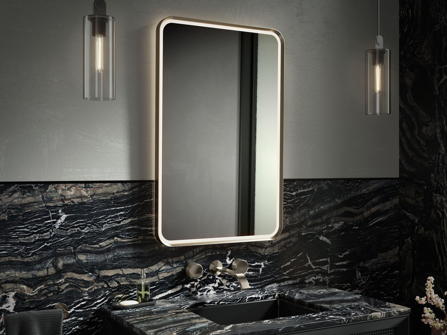 KOHLER Essential Ultrabright 22" x 34" rectangular lighted framed mirror