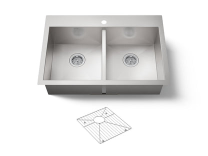 KOHLER K-3820-1 Vault 33" top-/undermount double-bowl kitchen sink