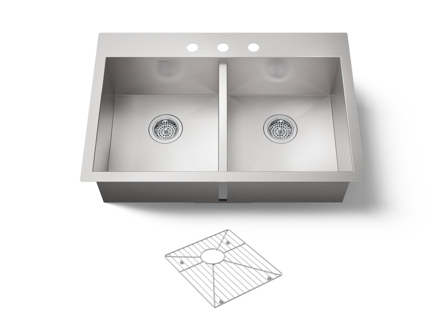 KOHLER K-3820-3 Vault 33" top-/undermount double-bowl kitchen sink
