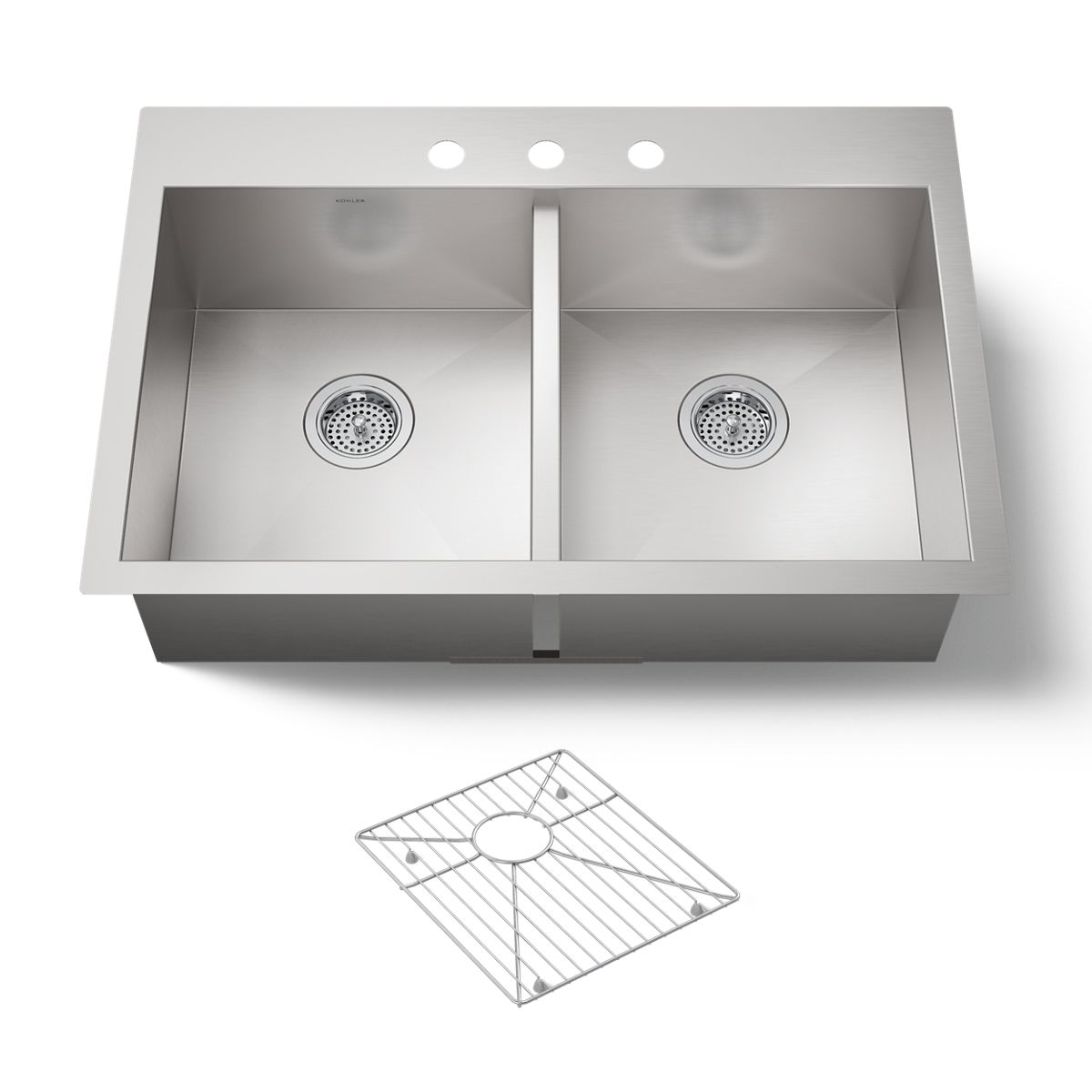 KOHLER K-3820-3 Vault 33" top-/undermount double-bowl kitchen sink