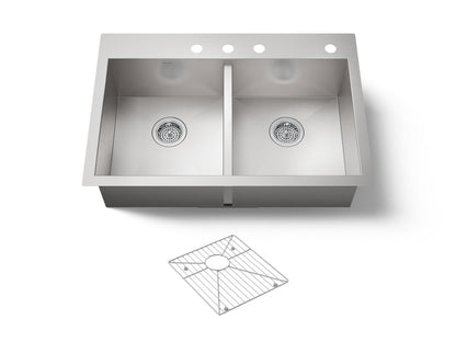 KOHLER K-3820-4 Vault 33" top-/undermount double-bowl kitchen sink