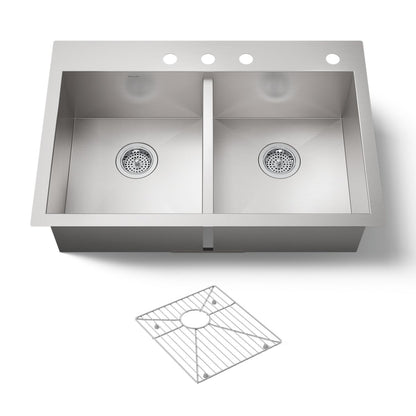 KOHLER K-3820-4 Vault 33" top-/undermount double-bowl kitchen sink