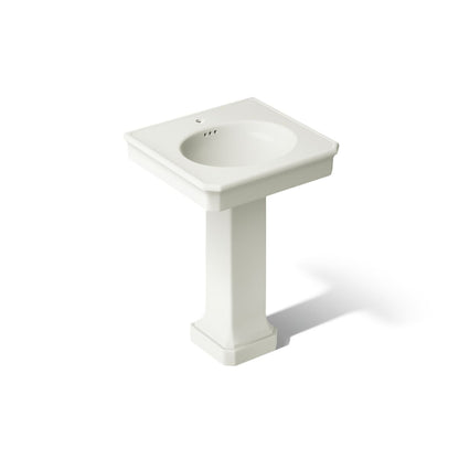 KOHLER K-38227-1 Claude 24" Rectangular Pedestal Bathroom Sink, Dune - 3/4 view of product