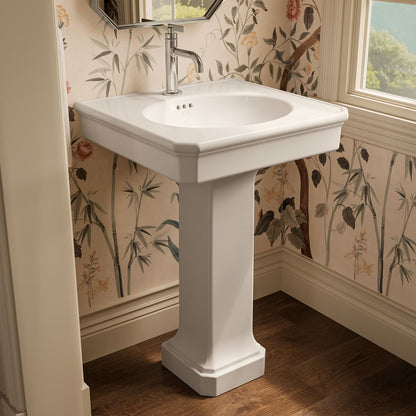 KOHLER K-38227-1 Claude 24" Rectangular Pedestal Bathroom Sink, Dune - image focused on single product story