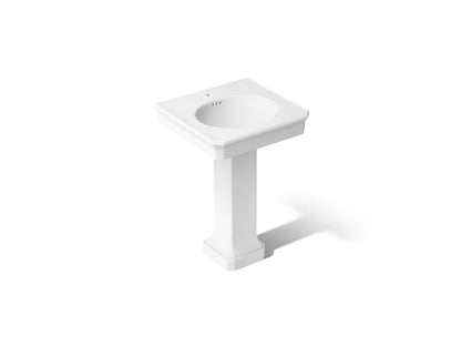 KOHLER K-38227-1 Claude 24" Rectangular Pedestal Bathroom Sink, White - 3/4 view of product