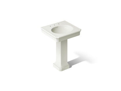KOHLER K-38227-8 Claude 24" Rectangular Pedestal Bathroom Sink, Dune - 3/4 view of product