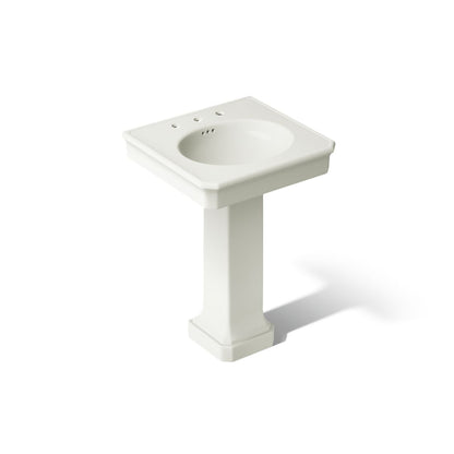 KOHLER K-38227-8 Claude 24" Rectangular Pedestal Bathroom Sink, Dune - 3/4 view of product