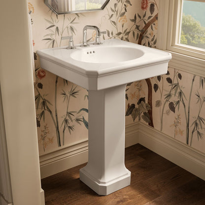 KOHLER K-38227-8 Claude 24" Rectangular Pedestal Bathroom Sink, Dune - image focused on single product story