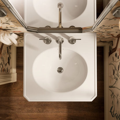 KOHLER K-38227-8 Claude 24" Rectangular Pedestal Bathroom Sink, Dune - View of products in room from above