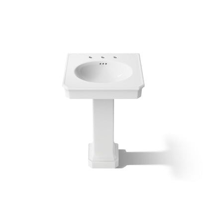 KOHLER K-38227-8 Claude 24" Rectangular Pedestal Bathroom Sink, White - Detail image of a product feature