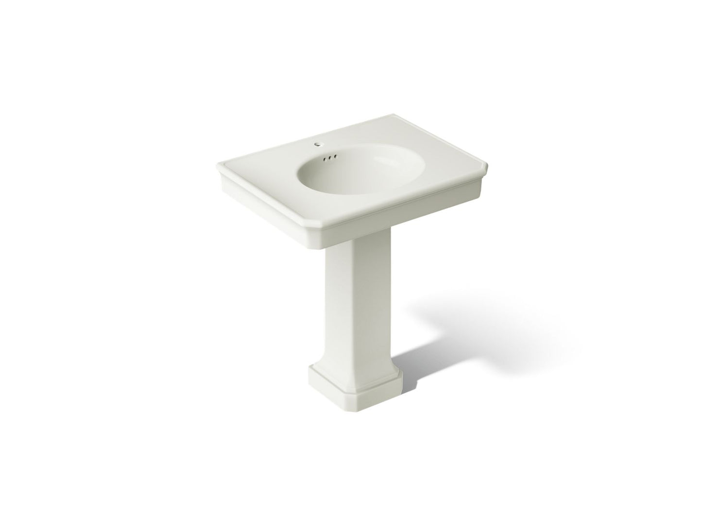 KOHLER K-38228-1 Claude 30" Rectangular Pedestal Bathroom Sink, Dune - 3/4 view of product