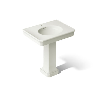 KOHLER K-38228-1 Claude 30" Rectangular Pedestal Bathroom Sink, Dune - 3/4 view of product