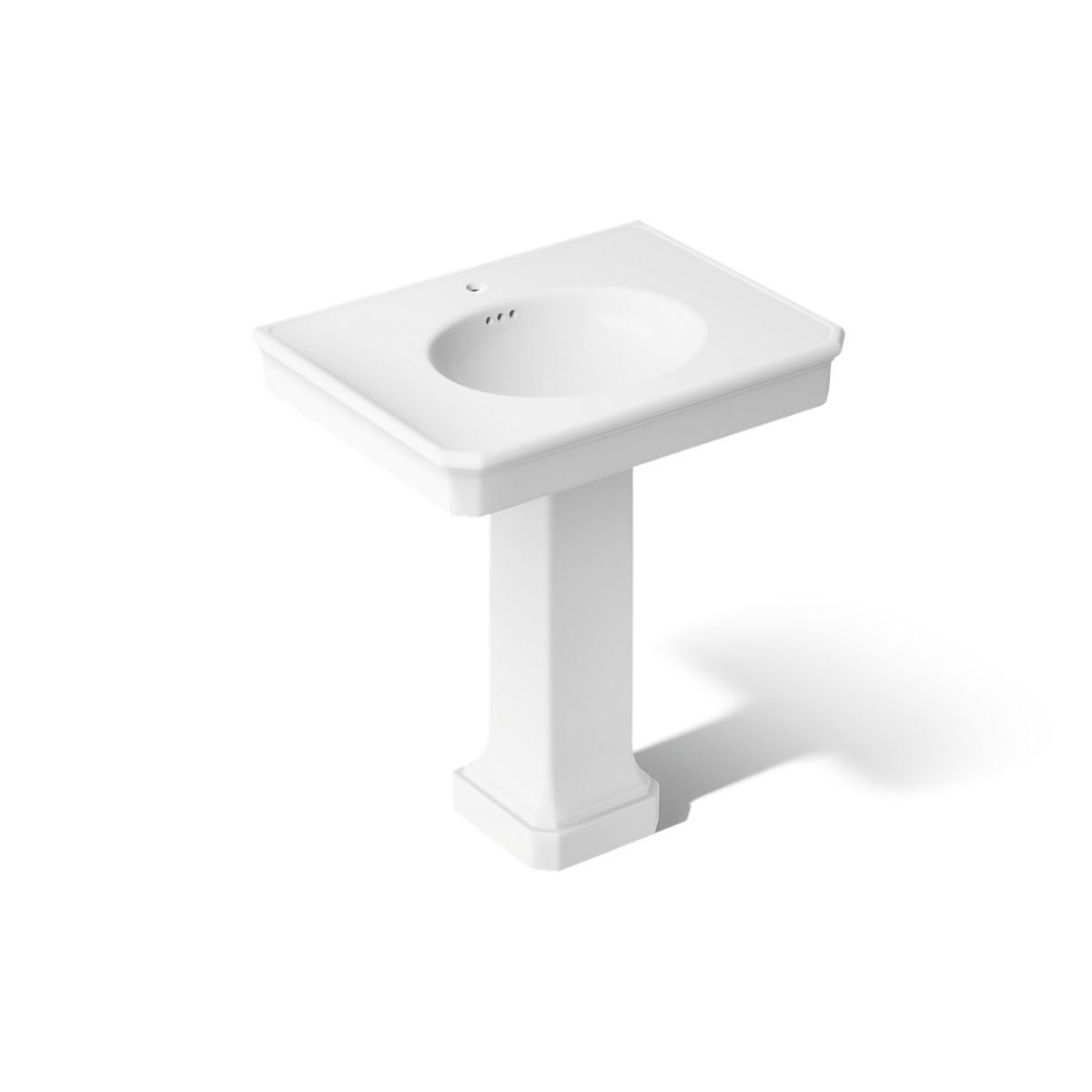 KOHLER K-38228-1 Claude 30" Rectangular Pedestal Bathroom Sink, White - 3/4 view of product