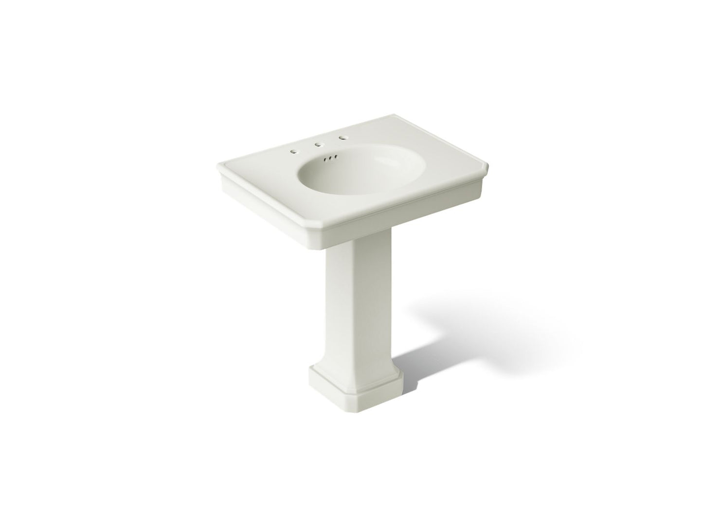 KOHLER K-38228-8 Claude 30" Rectangular Pedestal Bathroom Sink, Dune - 3/4 view of product