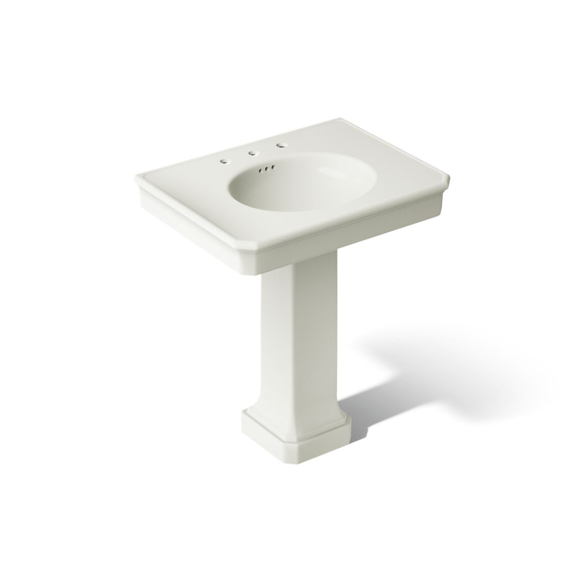 KOHLER K-38228-8 Claude 30" Rectangular Pedestal Bathroom Sink, Dune - 3/4 view of product