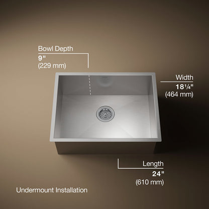 KOHLER K-3822 Vault 24" undermount single-bowl kitchen sink