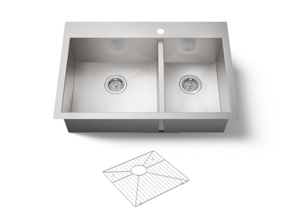 KOHLER K-3823-1 Vault 33" top-/undermount double-bowl kitchen sink