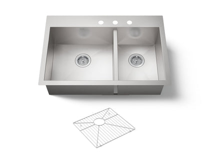 KOHLER K-3823-3 Vault 33" top-/undermount double-bowl kitchen sink