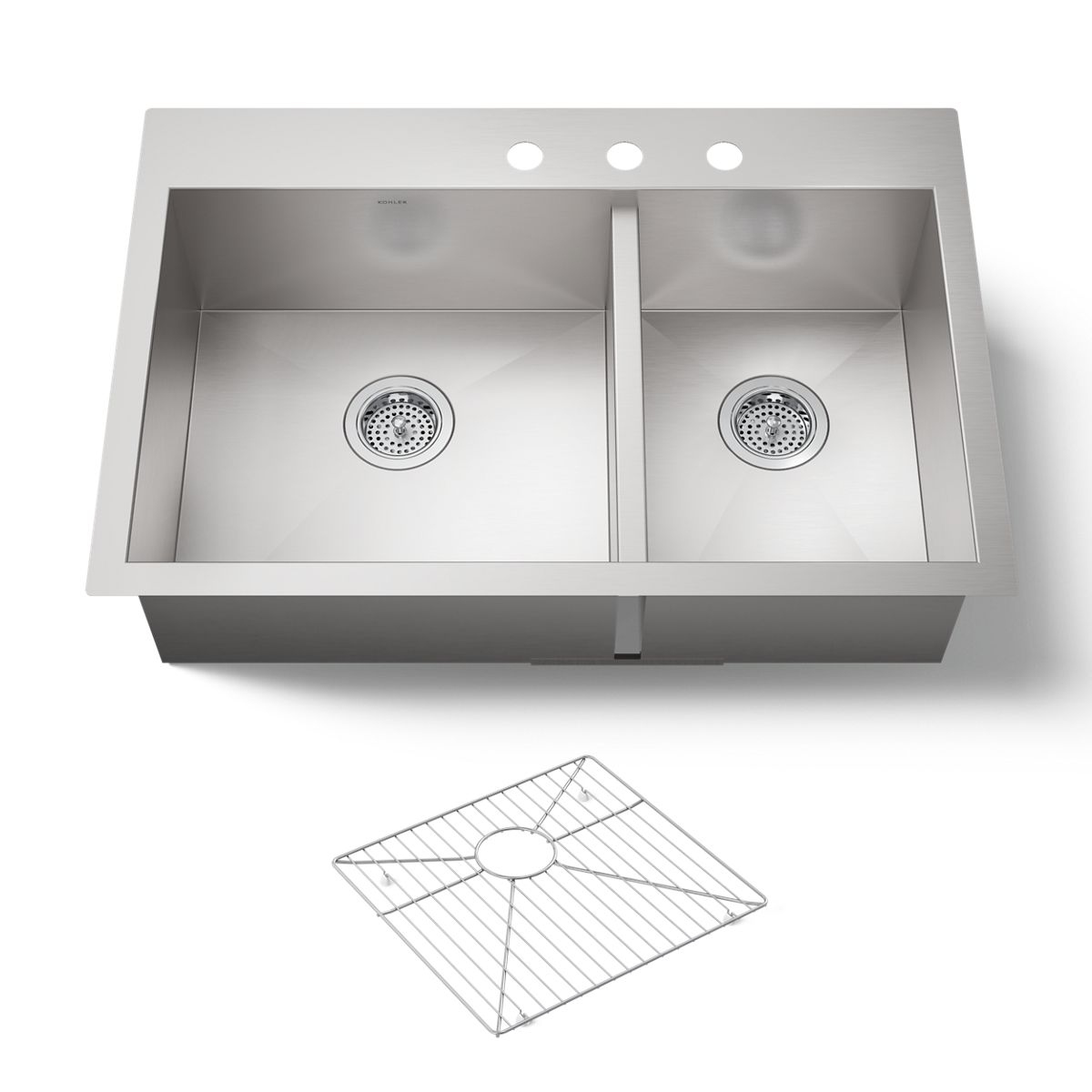 KOHLER K-3823-3 Vault 33" top-/undermount double-bowl kitchen sink