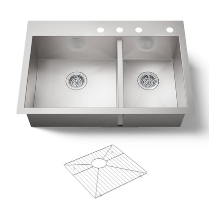 KOHLER K-3823-4 Vault 33" top-/undermount double-bowl kitchen sink
