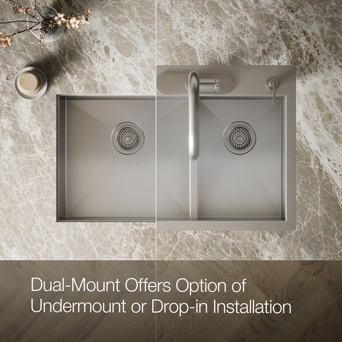 KOHLER K-3823-4 Vault 33" top-/undermount double-bowl kitchen sink