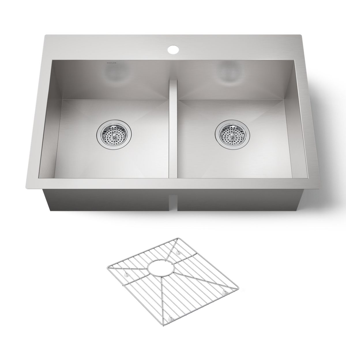 KOHLER K-3838-1 Vault Smart Divide 33" top-/undermount double-bowl kitchen sink