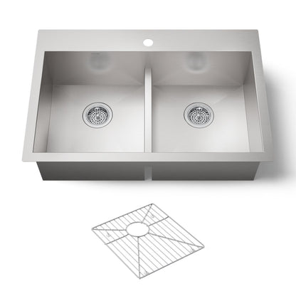 KOHLER K-3838-1 Vault Smart Divide 33" top-/undermount double-bowl kitchen sink