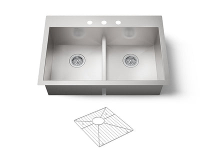 KOHLER K-3838-3 Vault Smart Divide 33" top-/undermount double-bowl kitchen sink