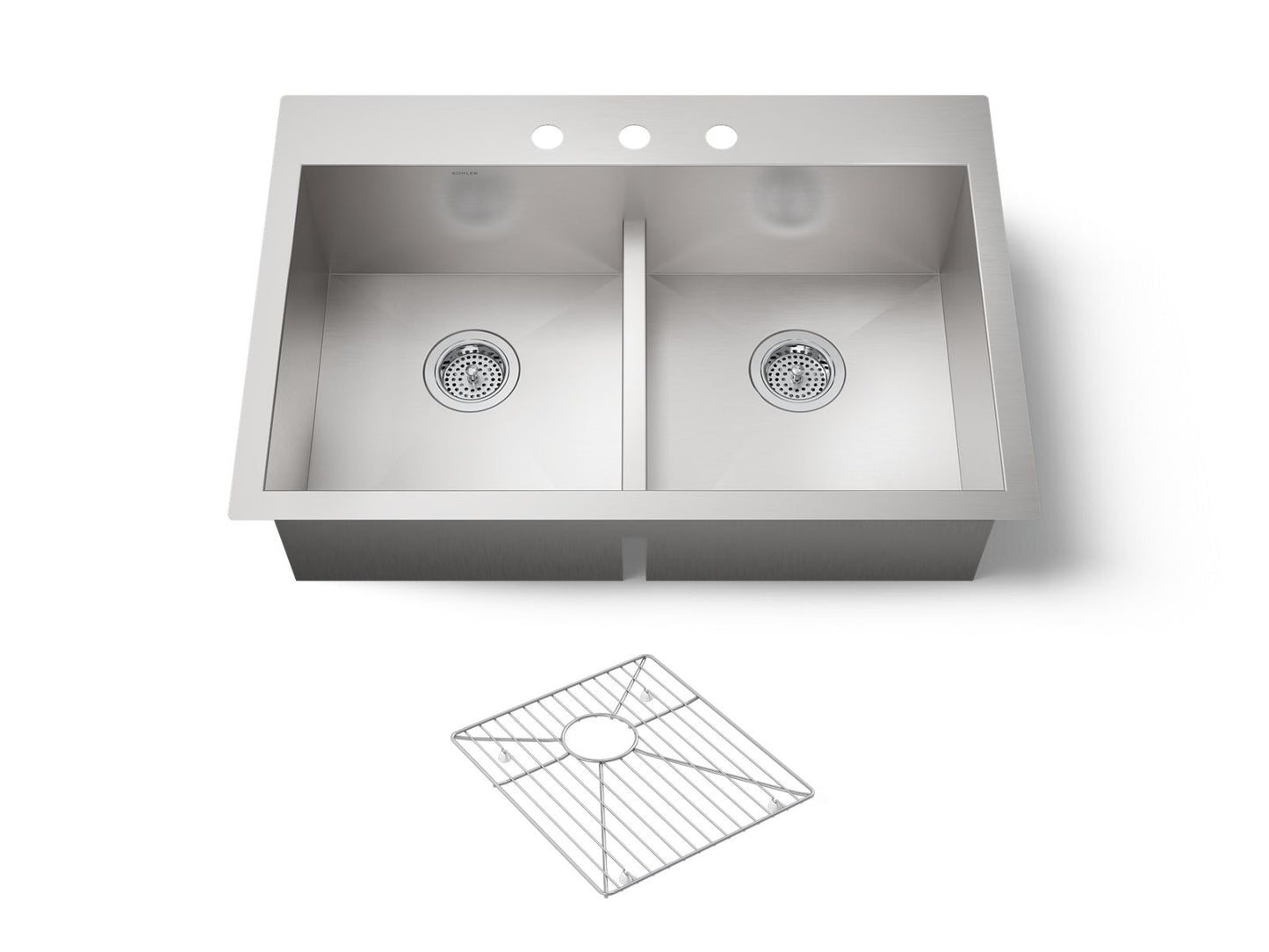 KOHLER K-3838-3 Vault Smart Divide 33" top-/undermount double-bowl kitchen sink