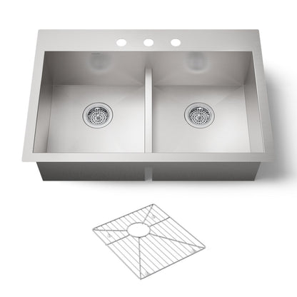 KOHLER K-3838-3 Vault Smart Divide 33" top-/undermount double-bowl kitchen sink