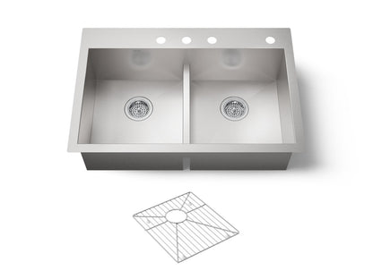 KOHLER K-3838-4 Vault Smart Divide 33" top-/undermount double-bowl kitchen sink