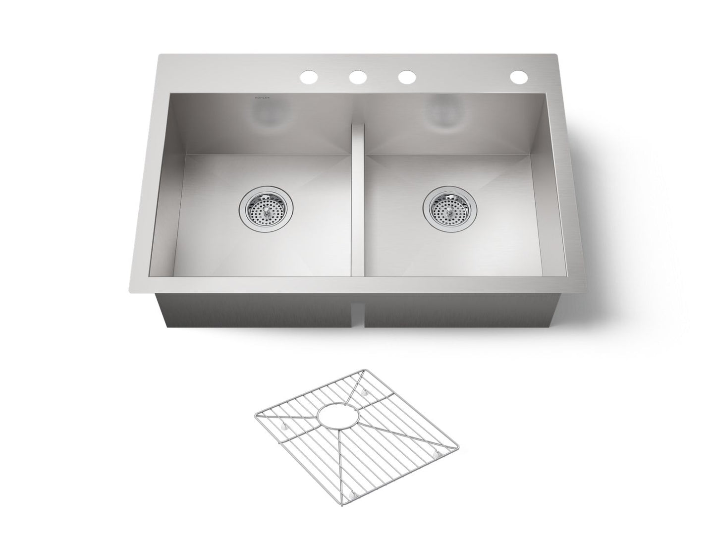 KOHLER K-3838-4 Vault Smart Divide 33" top-/undermount double-bowl kitchen sink