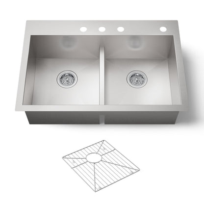 KOHLER K-3838-4 Vault Smart Divide 33" top-/undermount double-bowl kitchen sink