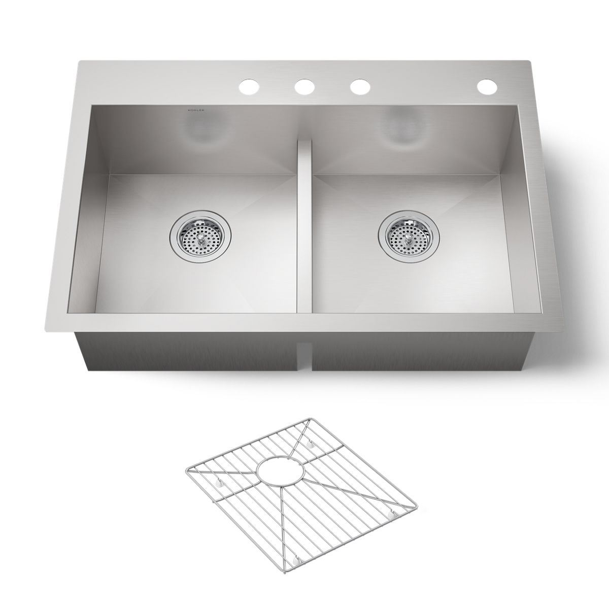 KOHLER K-3838-4 Vault Smart Divide 33" top-/undermount double-bowl kitchen sink