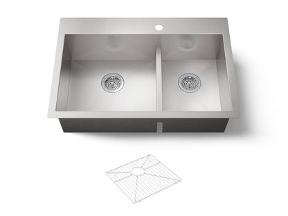 KOHLER K-3839-1 Vault Smart Divide 33" top-/undermount double-bowl kitchen sink