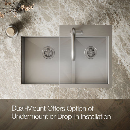 KOHLER K-3839-1 Vault Smart Divide 33" top-/undermount double-bowl kitchen sink