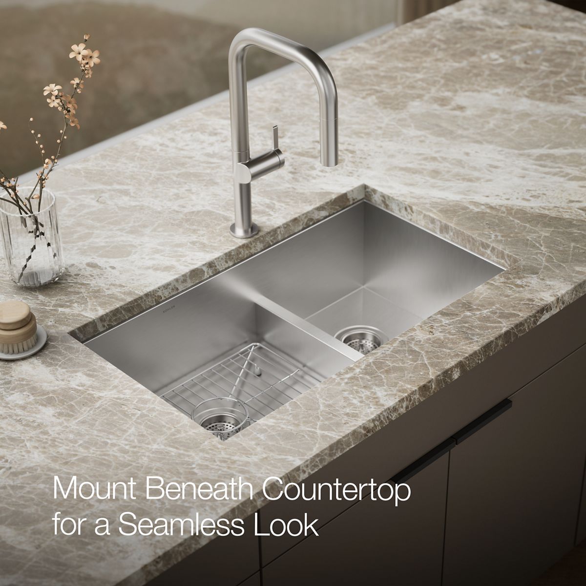 KOHLER K-3839-1 Vault Smart Divide 33" top-/undermount double-bowl kitchen sink