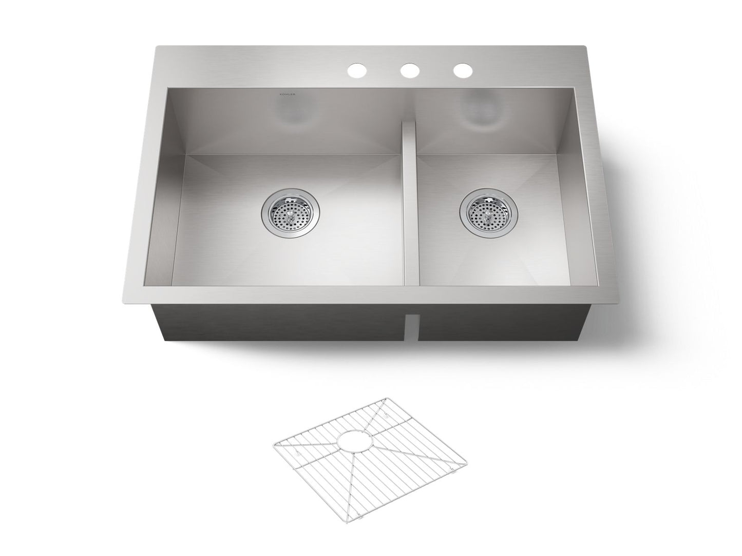 KOHLER K-3839-3 Vault Smart Divide 33" top-/undermount double-bowl kitchen sink