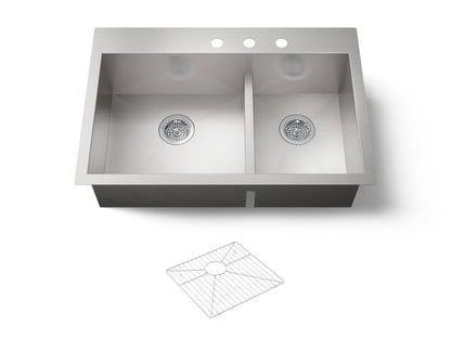 KOHLER K-3839-3 Vault Smart Divide 33" top-/undermount double-bowl kitchen sink