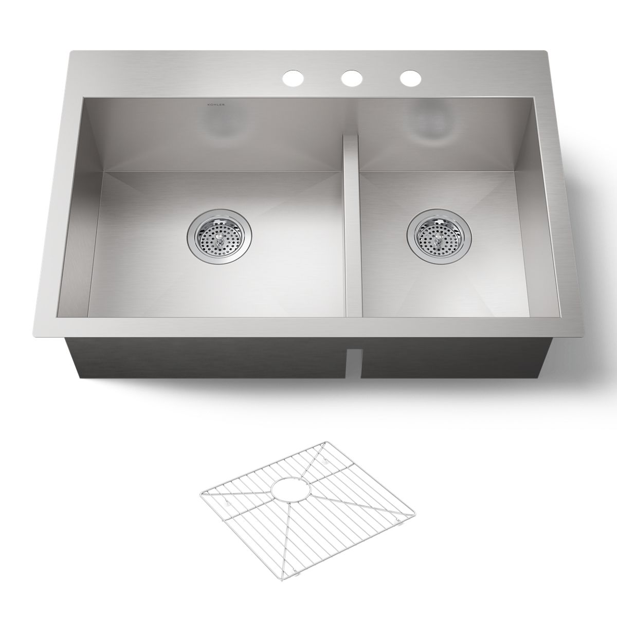 KOHLER K-3839-3 Vault Smart Divide 33" top-/undermount double-bowl kitchen sink