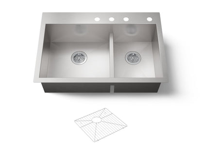 KOHLER K-3839-4 Vault Smart Divide 33" top-/undermount double-bowl kitchen sink