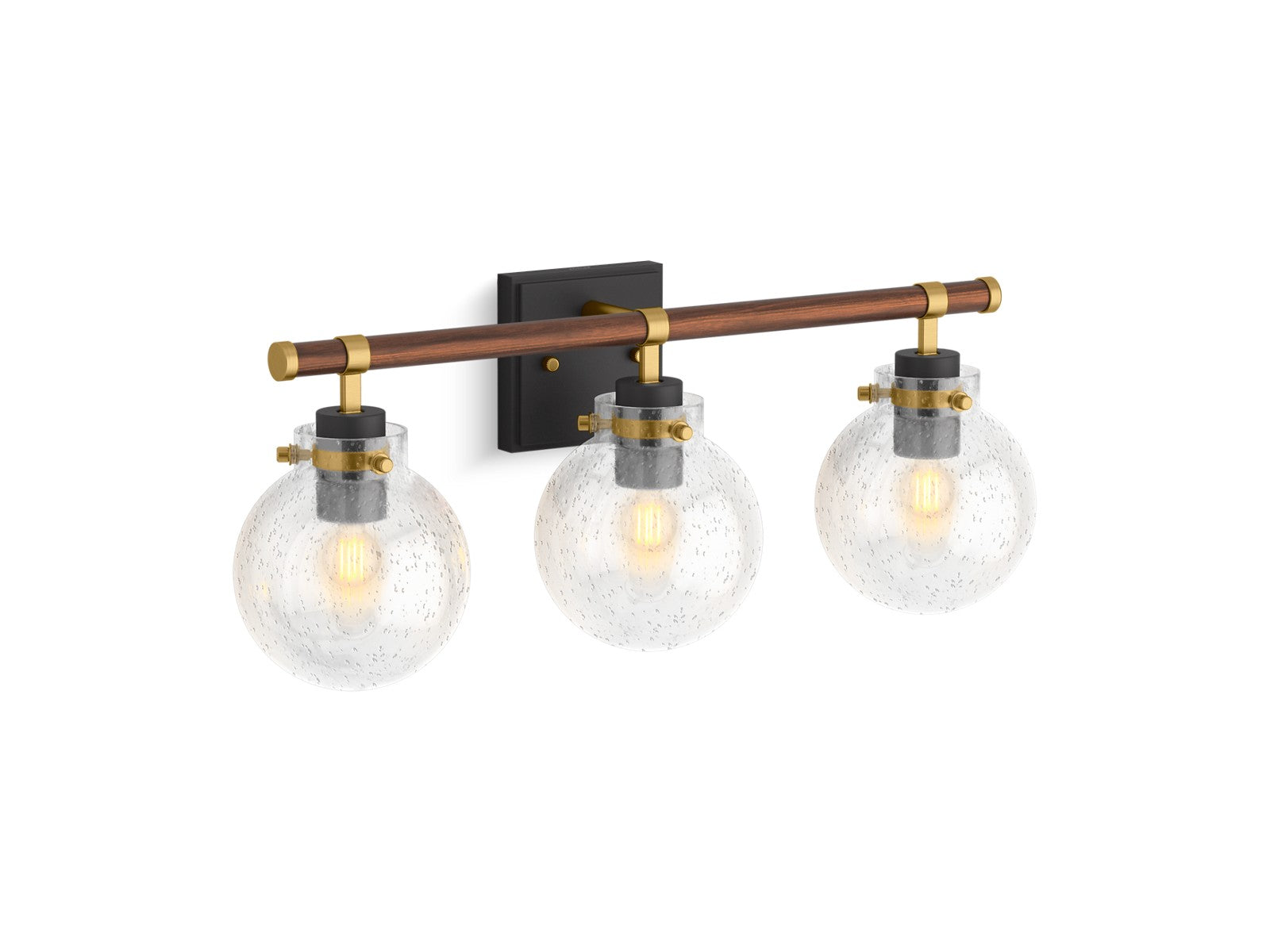 KOHLER K-38414 Holt Three-light Sconce, matte black with brushed moderne brass - view 2